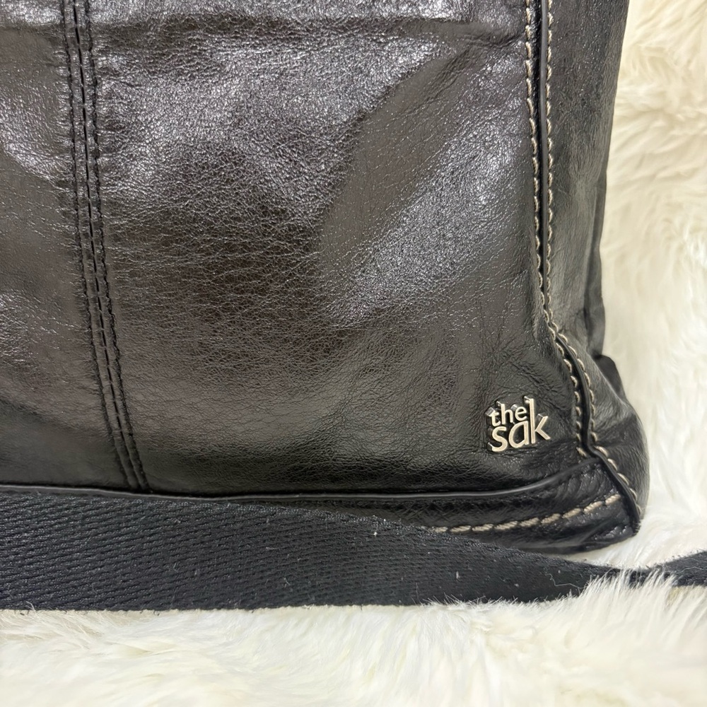 The Sak Black Leather Crossbody with Front Zip Pocket - Picture 2 of 10